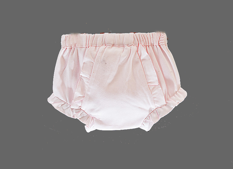 blank, ruffled diaper cover. pink, knit cotton.