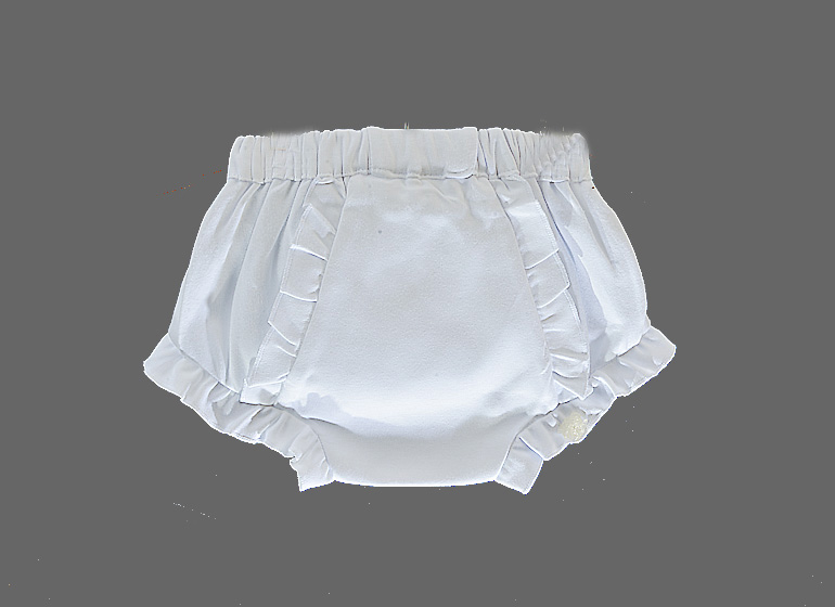 blank, ruffle diaper cover. knit cotton.