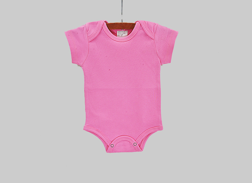 blank, short sleeve baby jumpsuit, Bubble Gum Pink.