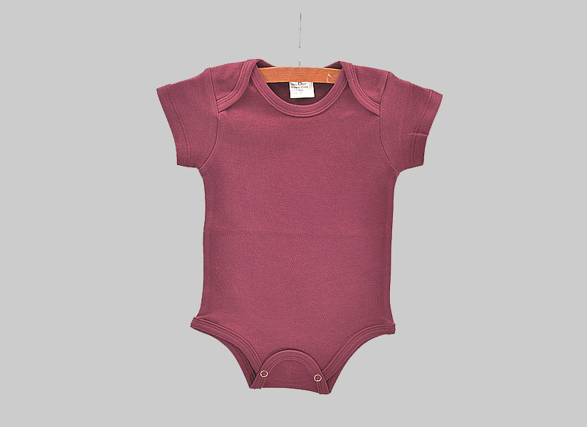 blank, short sleeve baby jumpsuit, Burgundy color.