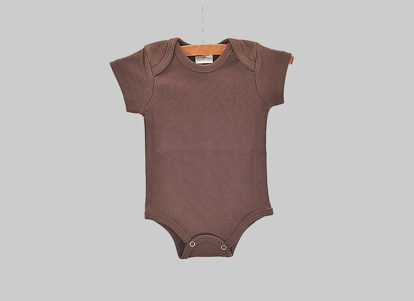blank, short sleeve baby jumpsuit, Chocolate Brown color.
