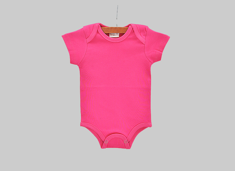 blank, short sleeve baby jumpsuit, Hot Pink color.