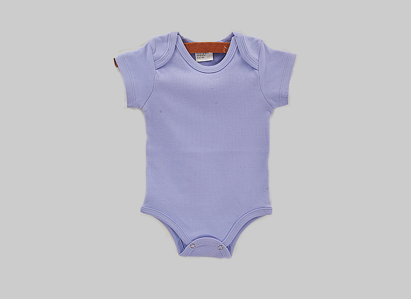 blank, short sleeve baby jumpsuit, Sweet Lavender color.