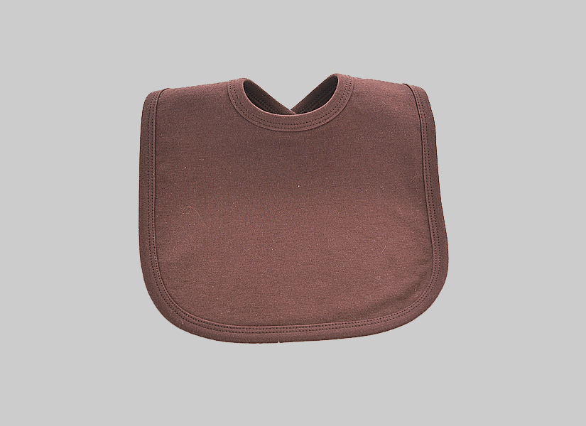 blank baby bib, brown color.