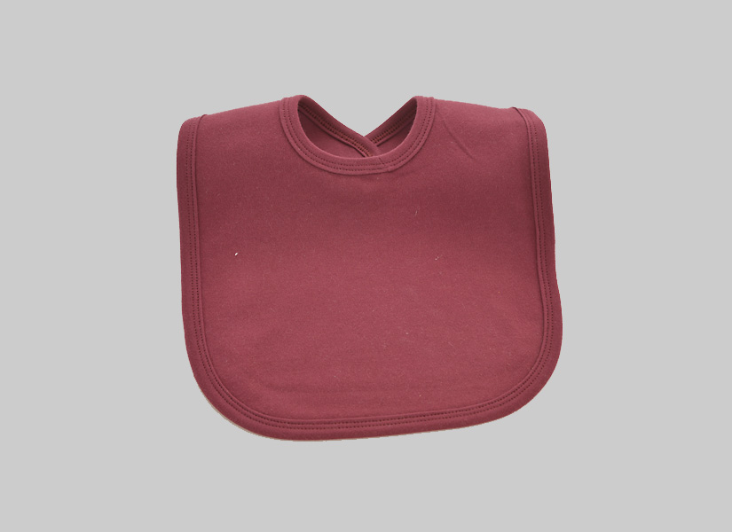 blank baby bib, burgundy color.