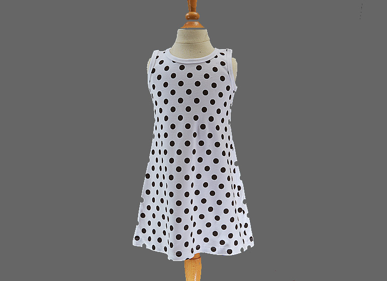 Casual Dress A-Line Style. Big Brown Dots
