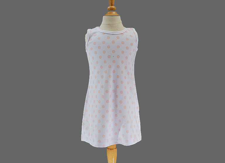 Casual Dress A-Line Style. Big Peach Dots