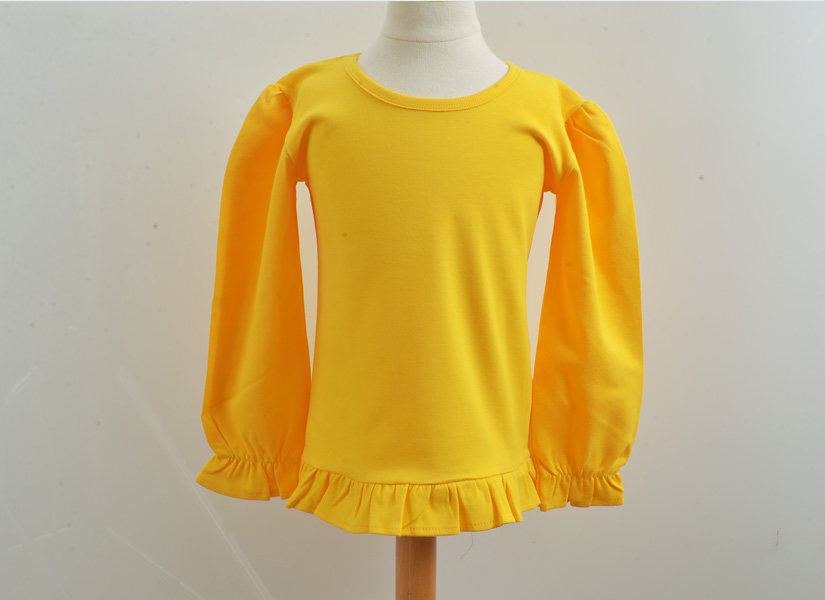 Long Sleeve Girl Ruffle Shirt. LSU Gold Color.