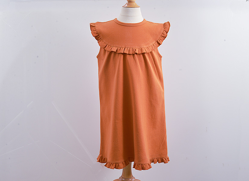 Blank, classic dress, sleeveless style. Burnt Orange color.